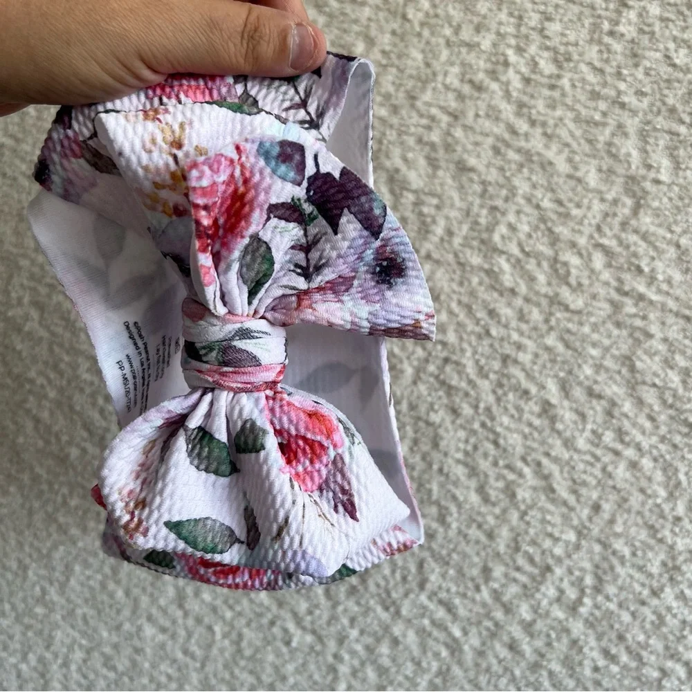 Posh‎ Peanut Baby Lulu Headwrap Pink Floral Oversized Bow Headband One Size